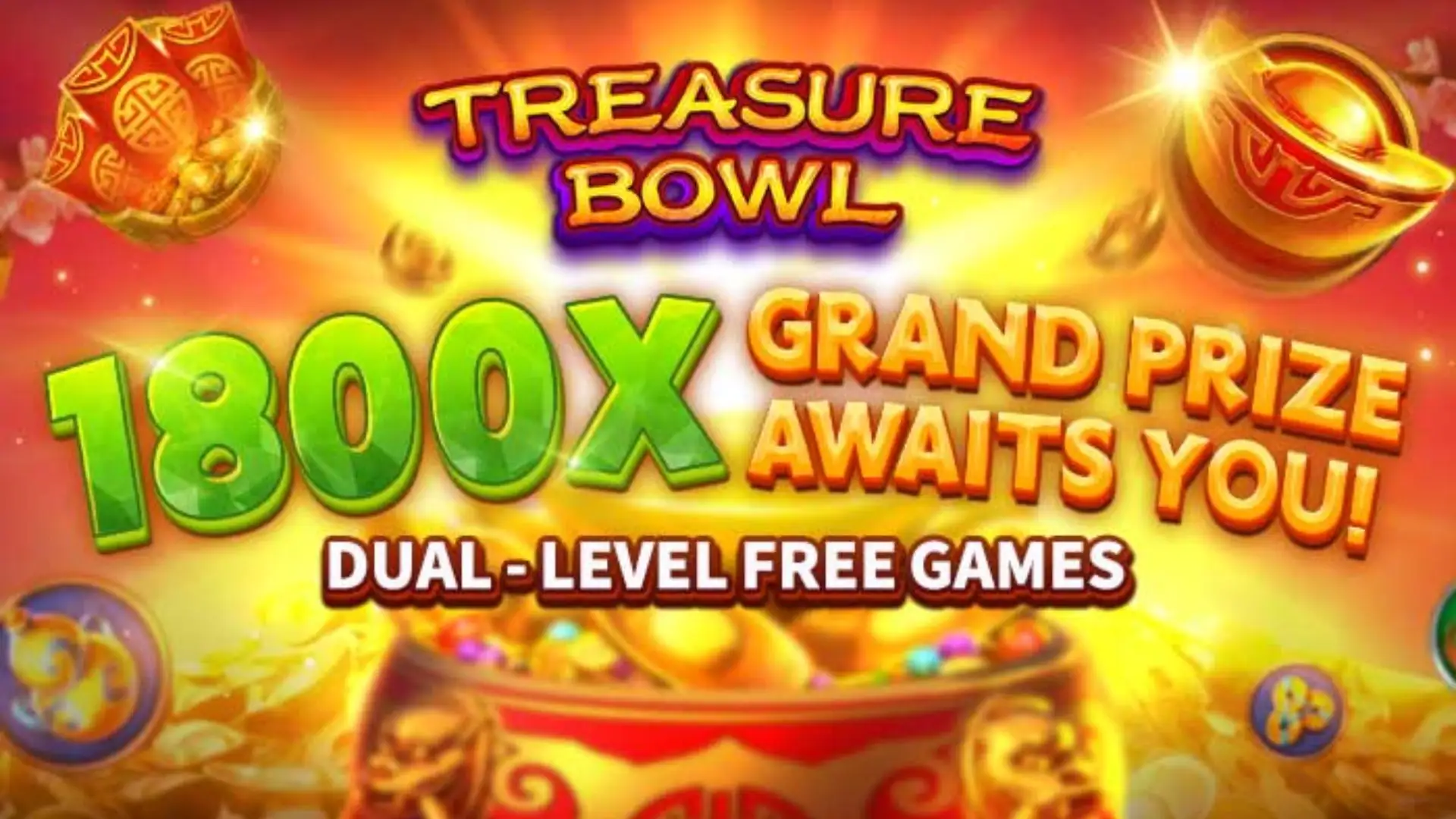 Multiplicadores Treasure Bowl 9x999 - 7777x Máximo com Tigela Dourada